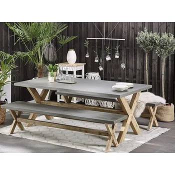 Zahradní sestava Zahradní Jídelní Set Šedý Betonový Stůl 2 Lavice Moderní Design Odolný Vůči Povětrnostním Vlivům Beliani
