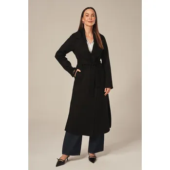 Dámský kabát Stylový dámský vlněný kabát černý (XL - 44)