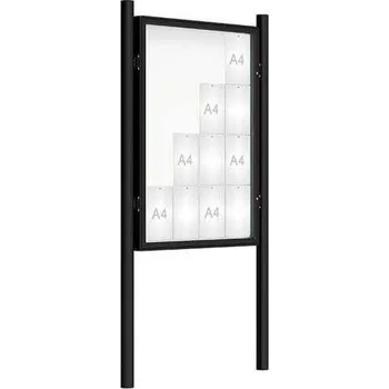 Informační tabulka Venkovní vitrína model 2000 16 x A4, černá, včetně sloupků + doprava zdarma