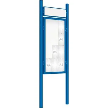 Informační tabulka Venkovní vitrína model 2000 12 x A4, modrá, včetně sloupků a záhlaví + doprava zdarma