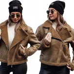 DÁMSKÁ ZIMNÍ SEMIŠOVÁ BUNDA S KOŽÍŠKEM KAMELOVÁ ty4747 - S