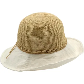 Klobouk Dámský nemačkavý slaměný klobouk s velkou bavlněnou krempou - Marone Velikost: Unisize (S-XL)
