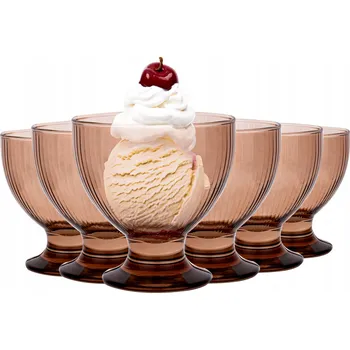 Sklenice Pohárky na dezerty na Dezerty, Zmrzlinu Rýhované MOCHA MOUSSE 6x500ml POLSKÉ