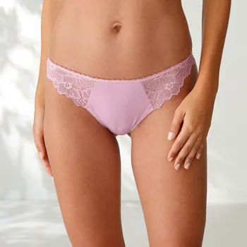 Kalhotky Blancheporte Sada 2 kalhotek tanga z mikrovlákna a krajky purpurová 34/36