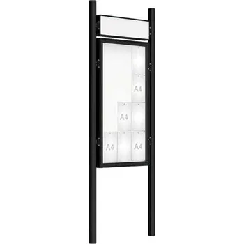 Informační tabulka Venkovní vitrína model 2000 12 x A4, černá, včetně sloupků a záhlaví + doprava zdarma