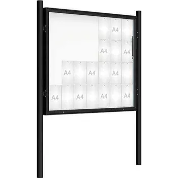 Informační tabulka Venkovní vitrína model 2000 28 x A4, černá, včetně sloupků + doprava zdarma