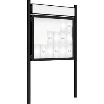 Informační tabulka Venkovní vitrína model 2000 18 x A4, černá, včetně sloupků a záhlaví + doprava zdarma