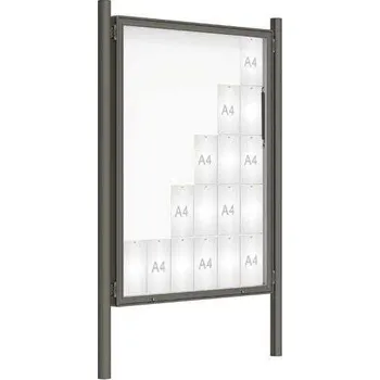 Informační tabulka Venkovní vitrína model 2000 30 x A4, šedá PRO, včetně sloupků + doprava zdarma
