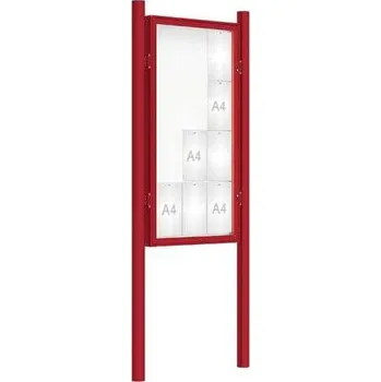 Informační tabulka Venkovní vitrína model 2000 12 x A4, červená, včetně sloupků + doprava zdarma