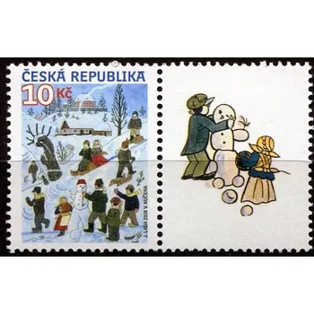 Poštovní známka Česká pošta (2008) č. 583 ** K2P - Česká republika - Josef Lada - Děti v zimě