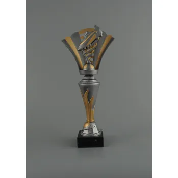 Fotbalová trofej zlato stříbrná s kopačkou - 35,5 cm