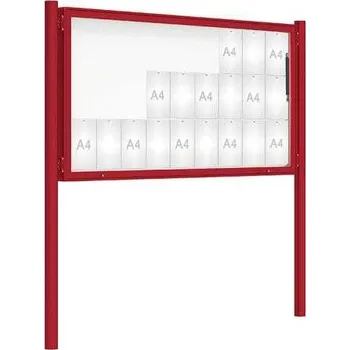 Informační tabulka Venkovní vitrína model 2000 27 x A4, červená, včetně sloupků + doprava zdarma