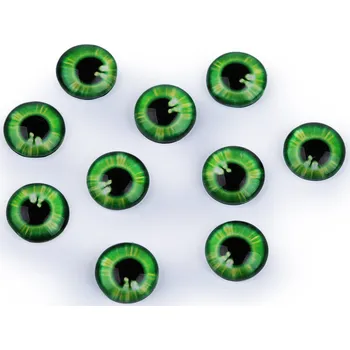 Skleněné oči k nalepení Ø10 a 12 mm - 10ks Varianta: 1 (10 mm) zelená sv., Balení: 10 ks