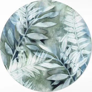 Koberec Kulatý Koberec Průměr ⌀ 130 cm Akvarelové listy, jemné větvičky