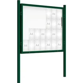 Informační tabulka Venkovní vitrína model 2000 28 x A4, zelená, včetně sloupků + doprava zdarma