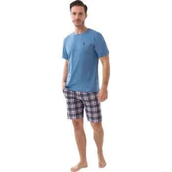 Pánské pyžamo Pánské pyžamo Luna 803 v plné délce M-2XL blue-grid L