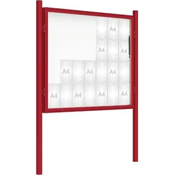 Informační tabulka Venkovní vitrína model 2000 28 x A4, červená, včetně sloupků + doprava zdarma