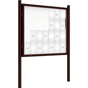 Informační tabulka Venkovní vitrína model 2000 28 x A4, hnědá, včetně sloupků + doprava zdarma