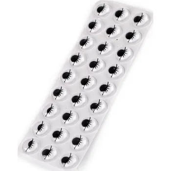 Samolepicí oči pohyblivé s řasami Ø10 a 12 mm Varianta: 2 (Ø12 mm) černá, Balení: 1 karta