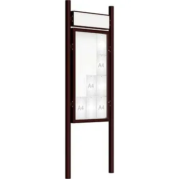 Informační tabulka Venkovní vitrína model 2000 12 x A4, hnědá, včetně sloupků a záhlaví + doprava zdarma