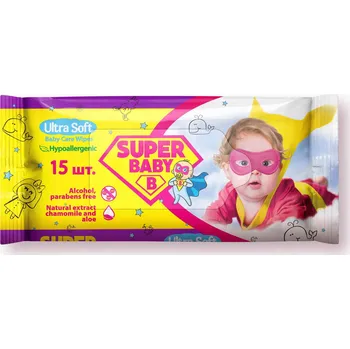 Dětská kosmetika SUPER BABY LULI BABY CARE vlhčené ubrousky 1 x 15 ks