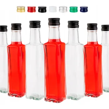 Láhev SADA 10x LÁHEV QUADRA 200 ml 0,2 l na likéry, DOMÁCÍ VÍNO + ŠROUBOVACÍ VÍČKA