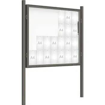 Informační tabulka Venkovní vitrína model 2000 28 x A4, šedá PRO, včetně sloupků + doprava zdarma