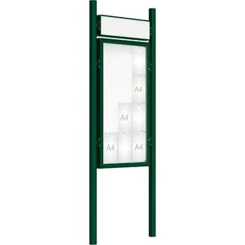 Informační tabulka Venkovní vitrína model 2000 12 x A4, zelená, včetně sloupků a záhlaví + doprava zdarma