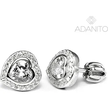 Náušnice Stříbrné náušnice srdíčka se zirkony na šroubek