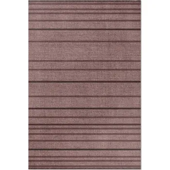 Koberec Moderní vinylový Koberec do bytu, hnědé pruhy, boho vintage styl, 140x210 cm