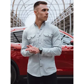 Pánská košile Světle šedá džínová košile DX2578 Velikost: 2XL