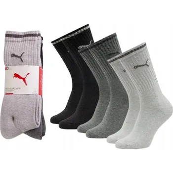 Pánské ponožky Ponožky Puma Regular Crew, šedé, velikost 35-38