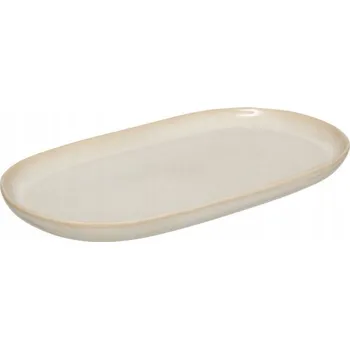 Talíř OVÁLNÝ TALÍŘ BÉŽOVÝ KERAMICKÝ DO MIKROVLNNÉ TROUBY TERRE 18 x 30 cm