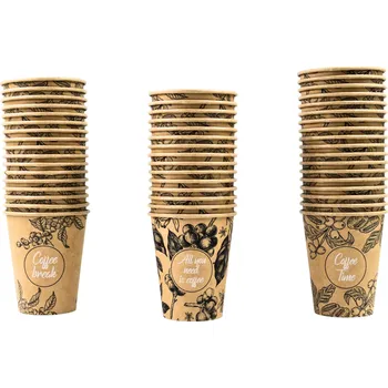 Jednorázové nádobí Papírové kelímky na kávu na jedno použití All you Need kraftové 50 ks