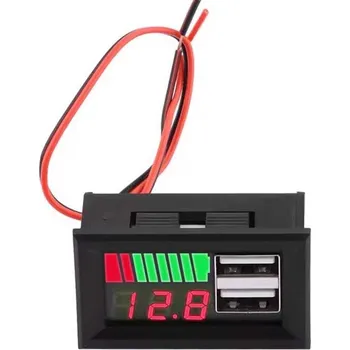 Napájecí kabel Napájecí zdířka 2xUSB 5V/2,1A s voltmetrem a bargrafem