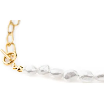 Náhrdelník franco bene Chained náhrdelník s perlami - pozlacený zlatá