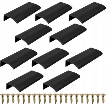 Nábytkové kování 10x Nábytková úchytka hranová 96/130mm černá matná, pro kuchyňské skříňky