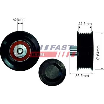 Napínací kladka, žebrovaný klínový řemen FAST FT44593