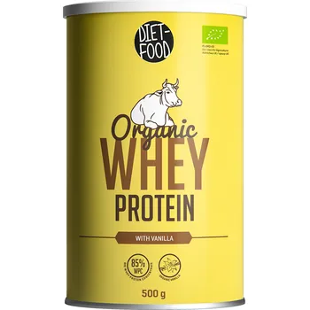 Protein Syrovátkový protein s vanilkovou příchutí (wpc 85 koncentrát) bio 500 g - DIET-FOOD