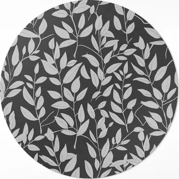 Koberec Kulatý Koberec PVC ⌀ 70 cm Jemné světlé větvičky, kontrast, boho