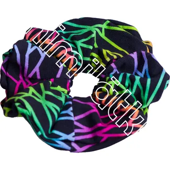 Látková gumička scrunchie - Neon polygon