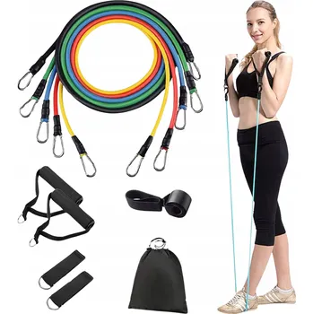 SADA 5 POSILOVACÍCH GUM ODPOROVÉ GUMY NA CVIČENÍ FITNESS S ÚCHYTY