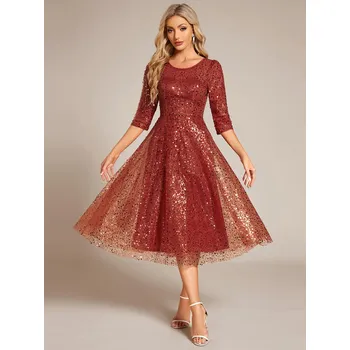 Dámské šaty Flitrové večerní šaty Bodycon s flitry Barva: Oranžová, Velikost: 5XL