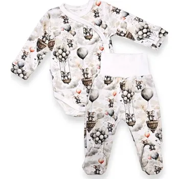 Kojenecká souprava Le Bebe Souprava body + polodupačky Myška v oblacích 68