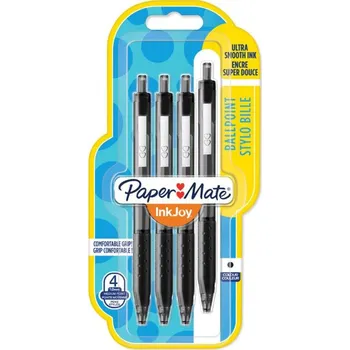 Kuličkové pero PaperMate InkJoy 300 RT - klikací, 1 mm černé 4ks