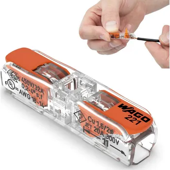 WAGO 221-411 PRŮCHOZÍ SVORKA RYCHLOSVORKA PRO DRÁT A LANKO 0,2 - 4mm2 2x4mm
