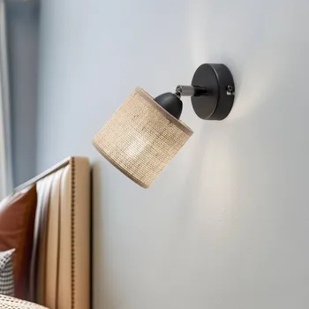 Lampička Luminex Nástěnné světlo Adeline s jutovým stínidlem, jednožárovkové černá, přírodní 1 x 15 W LED - Doprava zdarma