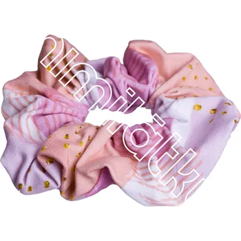 Látková gumička scrunchie - Růžová kola