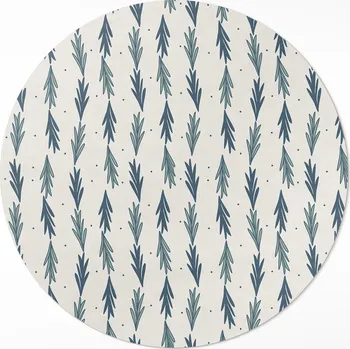 Obraz Vinylový Kulatý Koberec s potiskem fi 50 cm Drobné lístky, dekorativní vzor boho