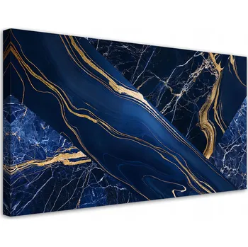 Obraz Obraz na plátně, Modro-zlatá mramorová abstrakce 100x50